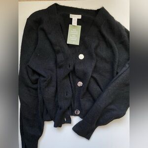 NWT H&M Black Cardigan with Metal Buttons - Loose Fit